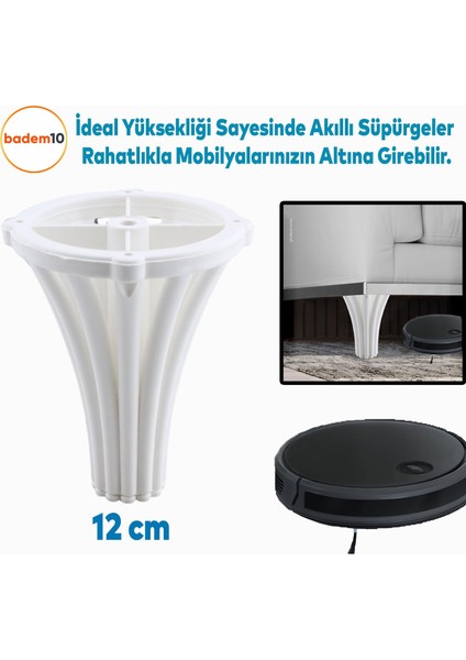 Istanbul Konsol Mobilya Kanepe Koltuk Tv Ünitesi Baza Ayağı Orta Sehpası Ayak Ayakları 12 cm Beyaz fırsatları