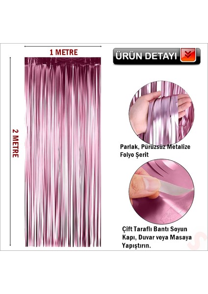 Kapı, Duvar ve Arka Fon Saçaklı Perde 1mt x 2mt - Pembe fiyatları