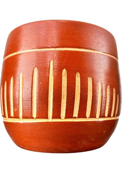Dik Çizgi Desenli Toprak Saksı Saksılık Salon Çiçeklik - 19 CM modelleri