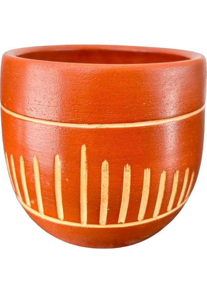 Dik Çizgi Desenli Toprak Saksı Saksılık Salon Çiçeklik - 19 CM fırsatları