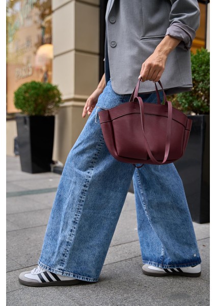 Bordo Kadın Bolso Shopper El ve Omuz Çantası fiyatları
