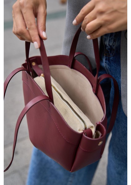 Bordo Kadın Bolso Shopper El ve Omuz Çantası modelleri