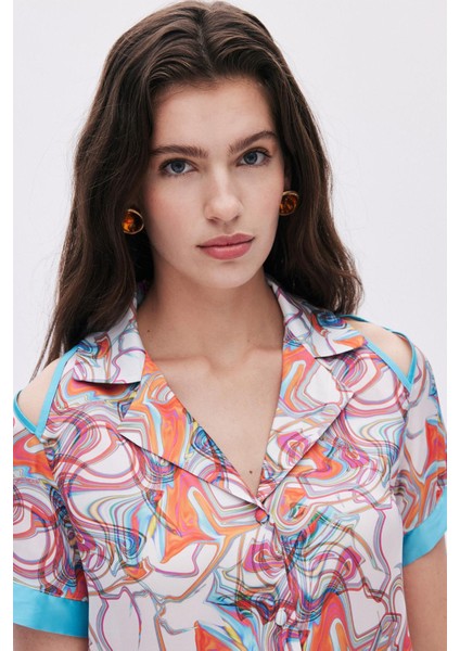 Leyiza Desenli Kısa Saten Pijama Takımı fırsatları