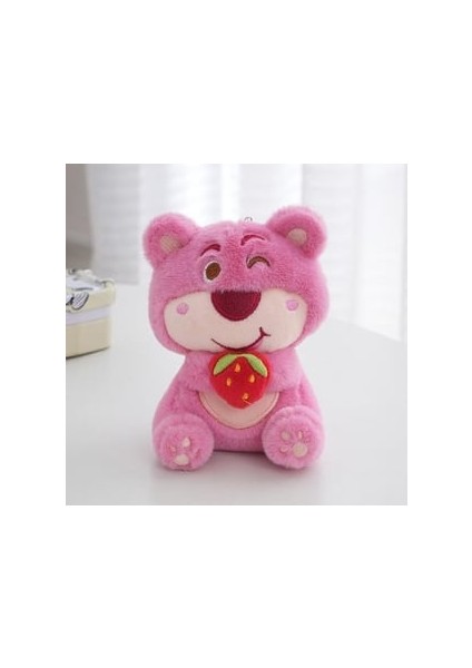 Sevimli Göz Kırpan Çilek Ayı Kolye Peluş Oyuncak Pembe Ayı