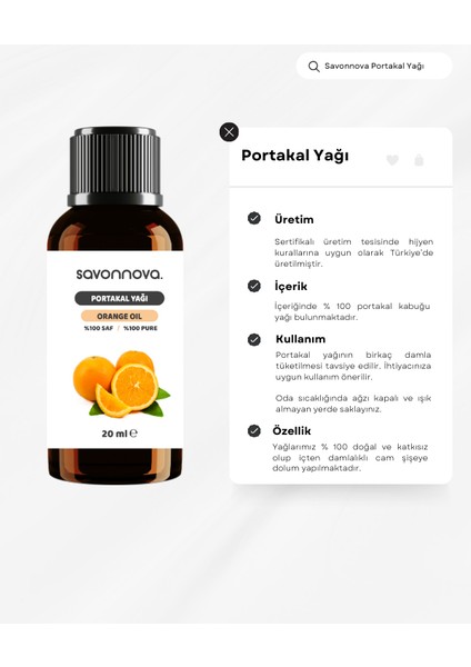 %100 Saf ve Doğal Portakal Yağı, Soğuk Sıkım Uçucu Doğal Yağ 20 ml fiyatları
