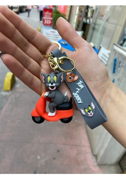 Tom&jerry Scooter Tasarımlı Anahtarlık Çanta Süsü