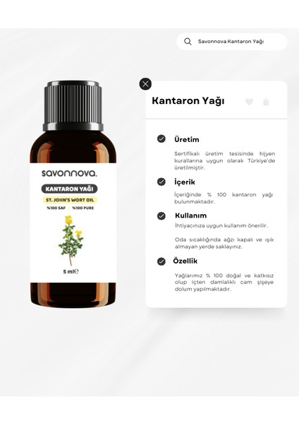 Doğal Kantaron Yağı %100 Saf 5 ml