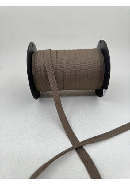 1 cm Polyester Grogren Şerit-5 Metre-Sütlü Kahve