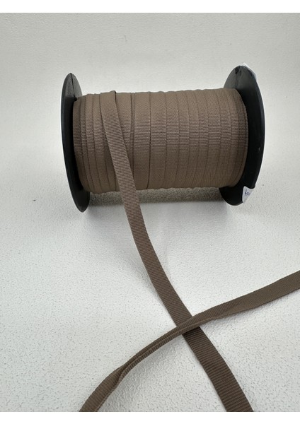 1 cm Polyester Grogren Şerit-5 Metre-Sütlü Kahve