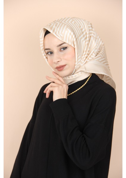 Bej Pablio Ferre Taş Desen Twill Ipek Eşarp