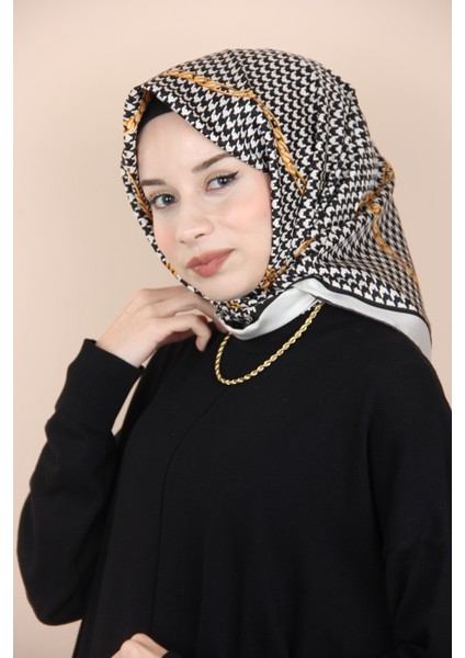 Beyaz Pablio Ferre Kazayağı Twill Ipek Eşarp