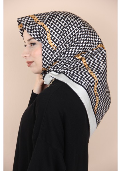 Beyaz Pablio Ferre Kazayağı Twill Ipek Eşarp