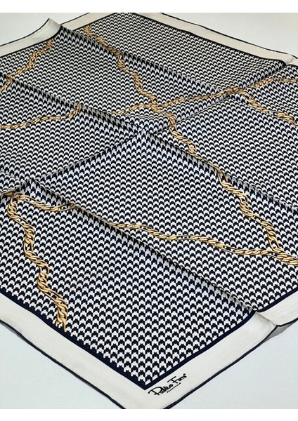 Beyaz Pablio Ferre Kazayağı Twill Ipek Eşarp