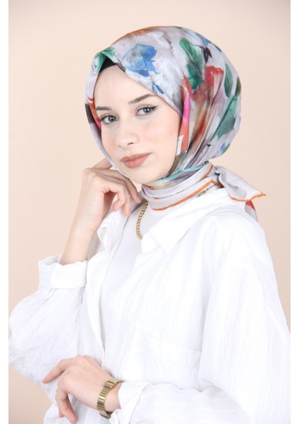 Taba Sisli Menekşe Desen Eşarp
