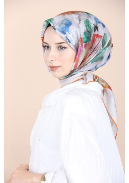 Taba Sisli Menekşe Desen Eşarp