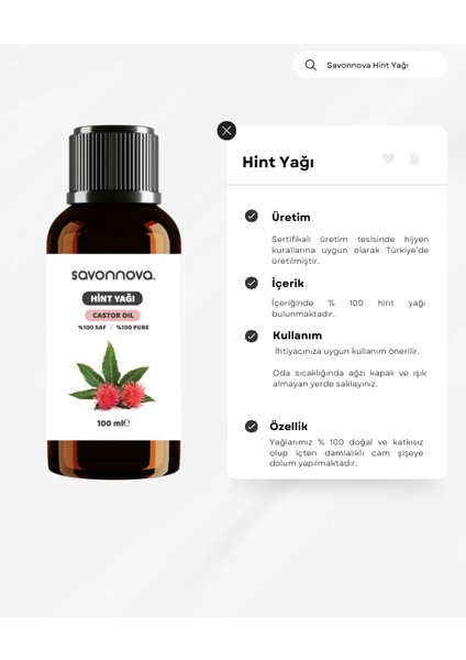 Doğal Hint Yağı %100 Saf 100 ml