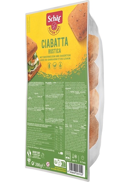 Ciabatta Rustica Glutensiz Esmer Ekmek 200 gr