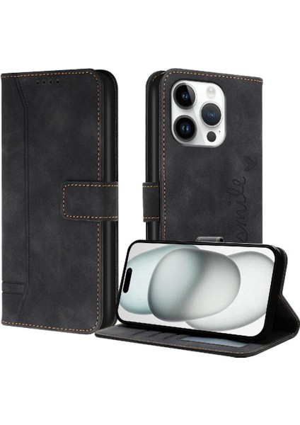 IPhone 16 Için Telefon Kılıfı Pro Manyetik Kapatma Kart Yuvaları Kapak Flip Folio (Yurt Dışından)