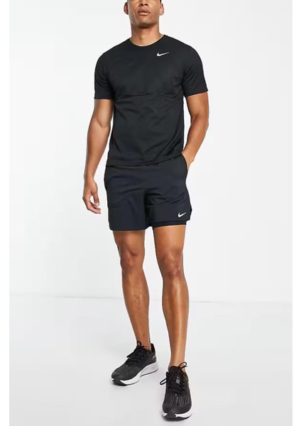 Dri-Fit Run Top Short-Sleeve Standart Fit Kesim Siyah Erkek Tişört