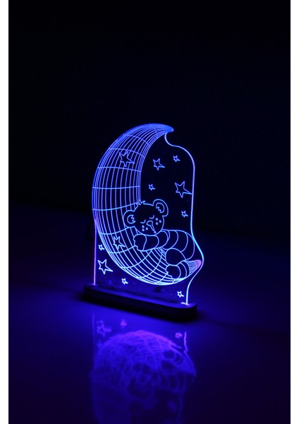 Uykucu Ayıcık / Ay Gece Lambası / Aydaki Ayıcık Aydınlatma / Sleepy Bear LED Işıklı / Moon Ambians Işığı