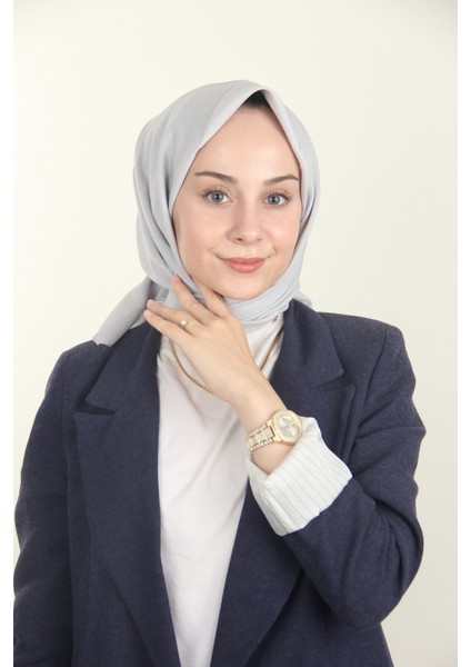 Gümüş Düz Pamuklu Viskon Eşarp