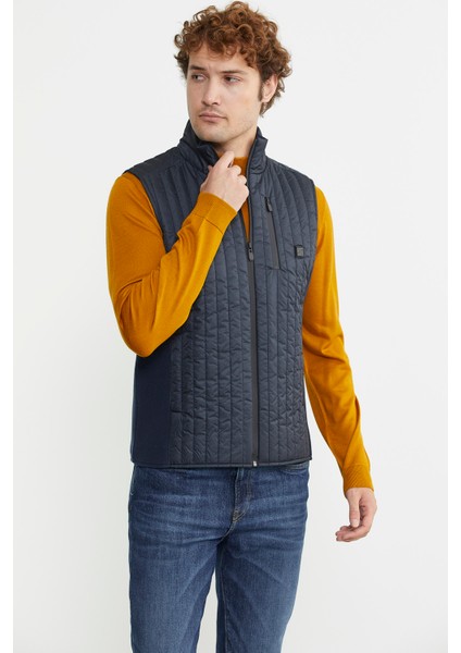 Erkek Dik Yaka Fermuarlı Kapitone Yelek - Lacivert modelleri