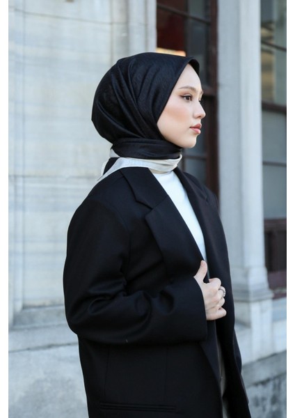 Siyah - Krem Dama Eşarp