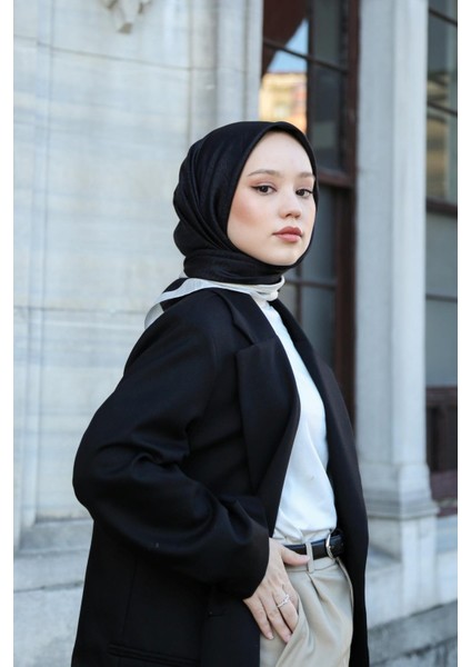 Siyah - Krem Dama Eşarp