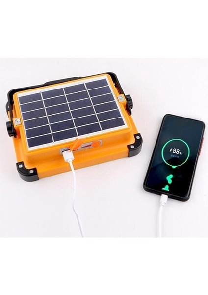 Güneş Enerjili Solar Şarj Edilebilir Taşınabilir USB Li Beyaz Renk Projektör