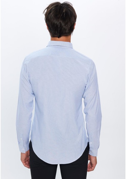 Erkek Slim Fit Dar Kesim Uzun Kollu Pamuklu Çizgili 4 Mevsim Düğmeli Yaka Gömlek indirimleri
