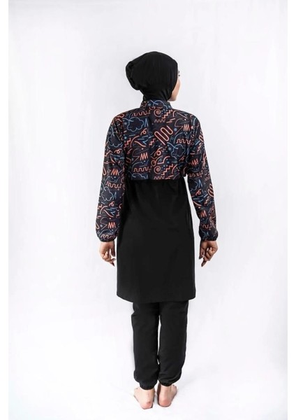 22110 Dijital Desenli 2 Li Tesettür Mayo fiyatları