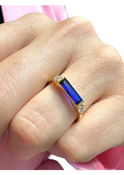 Baget Safir Taş Üst Kalite 14 Ayar Altın Yüzük modelleri