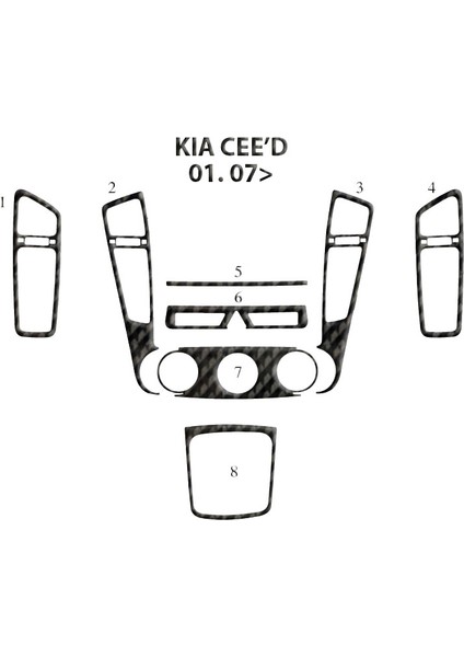 Marscockpitdesign Kia Ceed Konsol-Maun Kaplama 2007 8 Parça