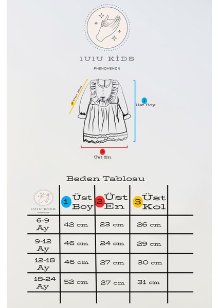 Çiçek Desenli Uzun Kollu Kız Çocuk Elbise "orkide" Modeli