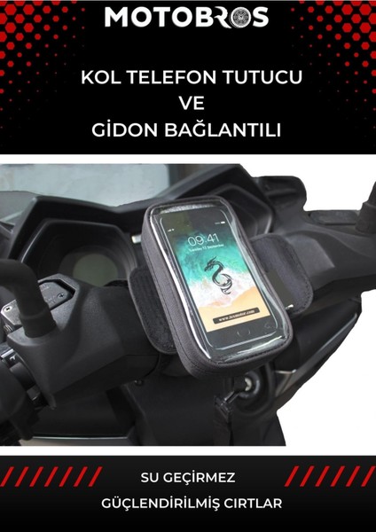 Bike Sky Motosiklet Sürücüsü Kol Ve Gidona Takılabilir Çantalı Telefon Tutucu 6,5"'E Kadar