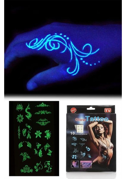 Kanserojen Madde İçermeyen Geçici Fosforlu Dövme Sticker Seti (4549) fiyatları