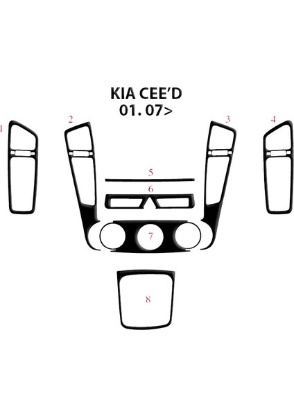 Marscockpitdesign Kia Ceed Konsol-Maun Kaplama 2007 8 Parça