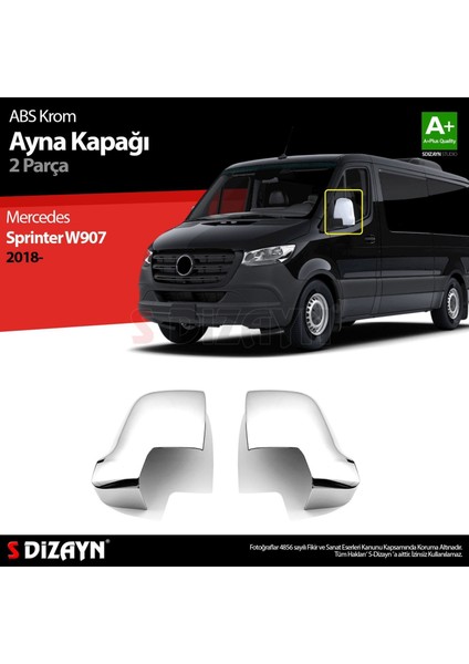 Mercedes Sprinter Uyumlu W907 Abs Krom Ayna Kapağı 2 Parça. 2018 Üzeri Parça