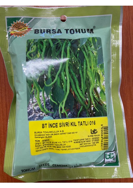 Ince Sivri Kıl Tatlı 016 Biber Tohumu 100GR