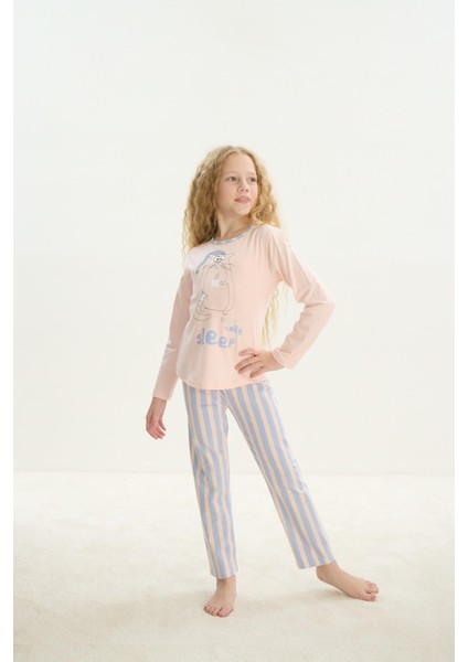 Kız Çocuk Uzun Kol Pembe Pijama Takım C4T0N7O8