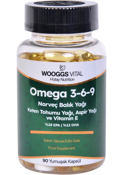 Omega 3,6,9 Norveç Balık Yağı, Keten Tohumu Yağı, Aspir Yağı ve Vitamin E Iteg 90 Soft Jel