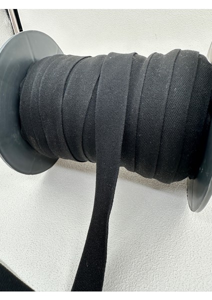 2 cm Polyester Balıksırtı Şerit-5 Metre-Siyah