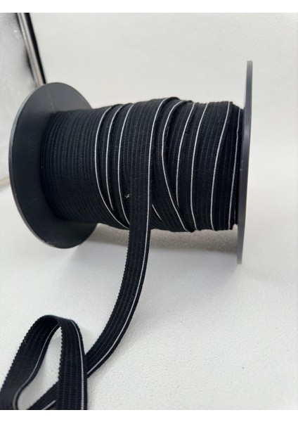 1.5 cm Örme Çizgili Şerit-5 Metre (Siyah/beyaz)