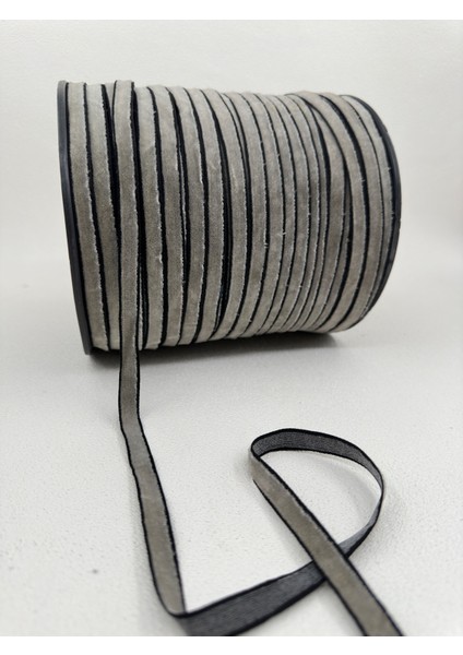 1 cm Çizgili Renkli Kadife-5 Metre-Siyah/gri fiyatları