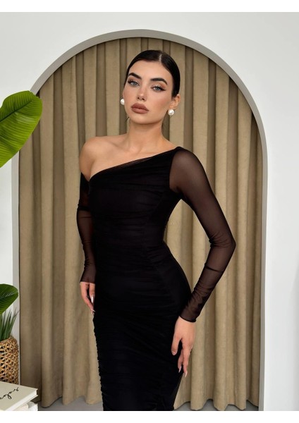 Marya Streç Astarlı Midi Elbise