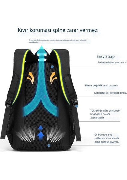 Ortaokul Öğrencisi Schoolbag Omurga Koruma Ortaokul Öğrencisi Sırt Çantası Hafif Su Geçirmez Lise Öğrencisi Sırt Çantası Büyük Kapasiteli (Yurt Dışından)