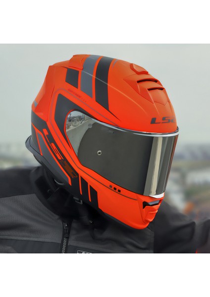 Storm 2 Fıst Mat Turuncu-Siyah Kask Gri Cam