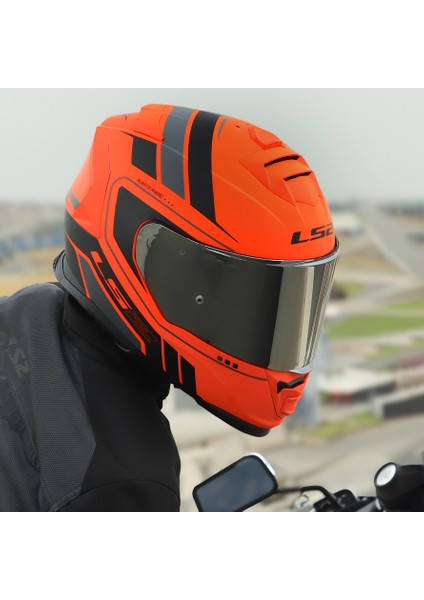 Storm 2 Fıst Mat Turuncu-Siyah Kask Gri Cam