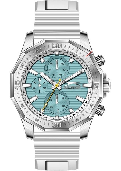 SL.09.2385.2.06 Tüm Fonksiyonları Aktif Silikon Kordonlu 5 Atm Suya Dayanıklı Beyaz Erkek Kol Saati