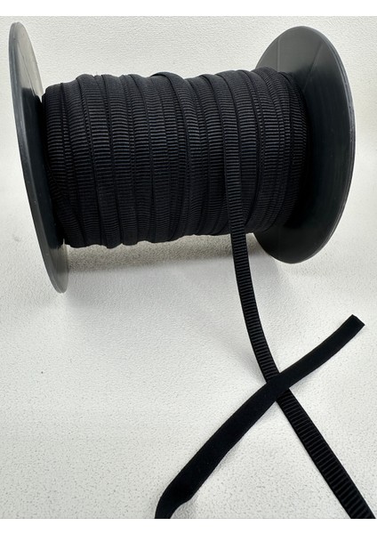 1 cm Çizgili Grogren Lastik-5 Metre-Siyah